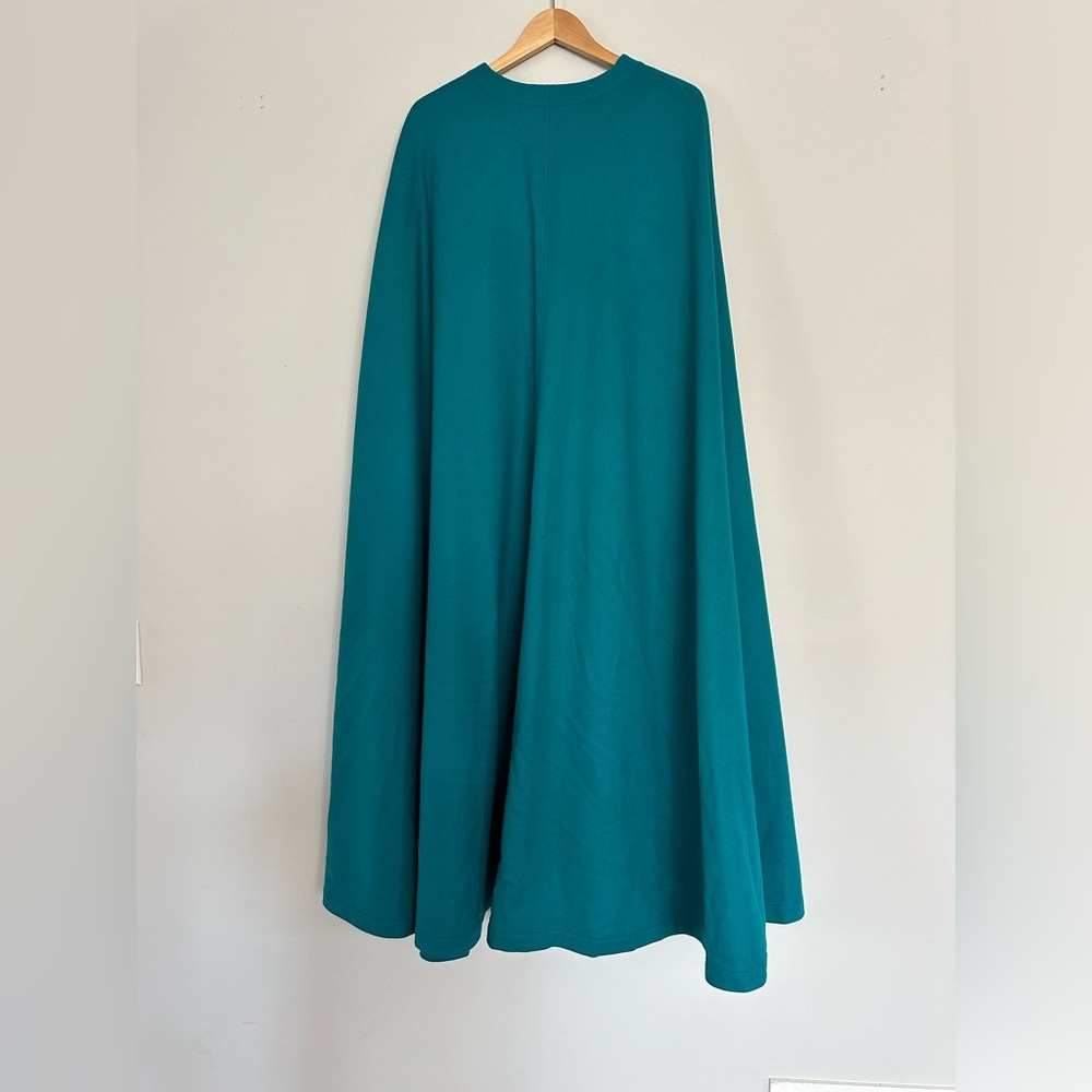 Yves Saint Laurent Rive Gauche Vintage Wool Long Cape In Turquoise - Picture 4 of 10